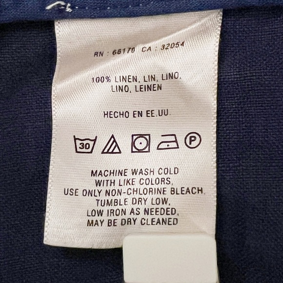 Daughters of the Liberation Blue Wide-Leg 100% Linen Trousers w/ Sailor Buttons - Picture 4 of 8